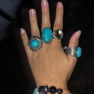 5 turquoise rings package